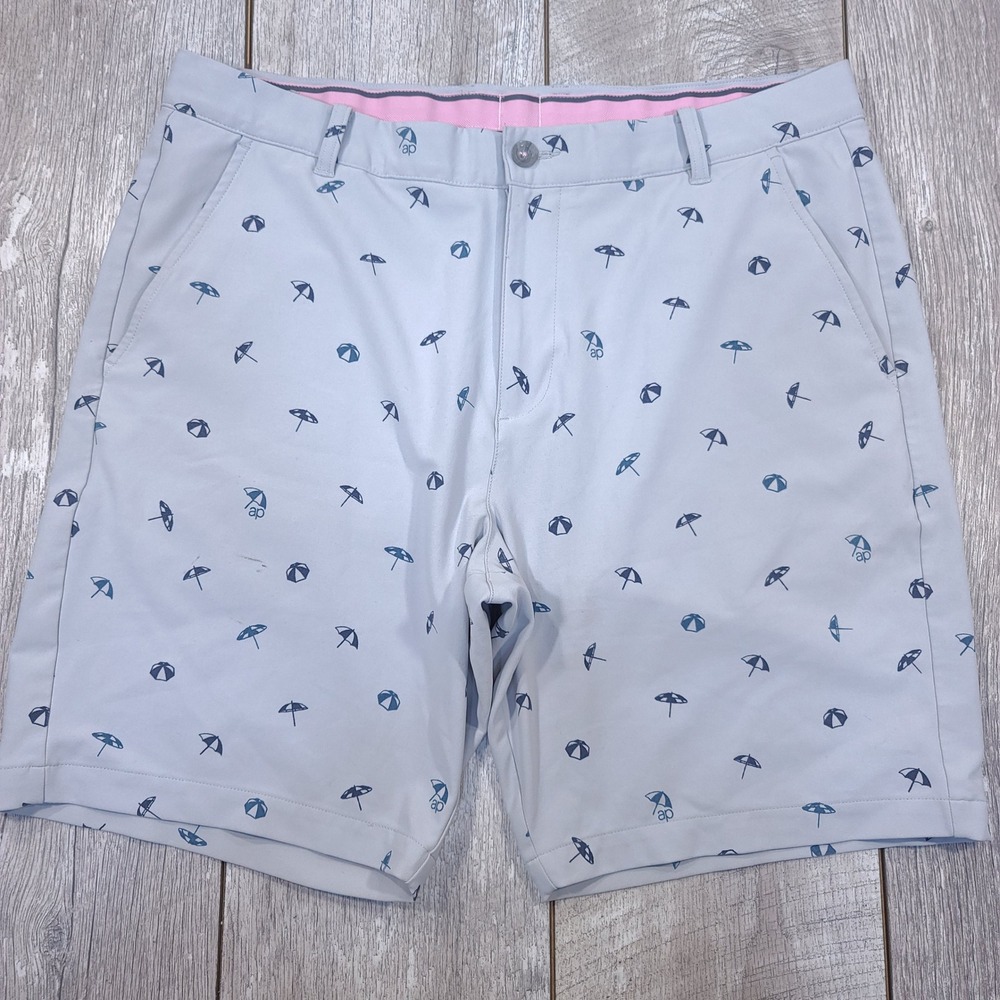 Puma Golf Shorts Mens 36 Gray Arnold Palmer Umbrella Print Performance Stretch